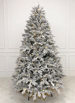 Заснеженная елка с гирляндой встроенной «Изумрудная» (Литая хвоя) 120 см / 1,2 м