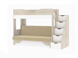 Латте 77-01 кровать-диван Дуб сонома / Аляска / Велюр Кремовый