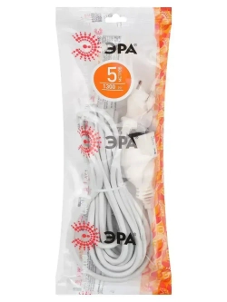 Удлинитель сетевой электрический без заземления UX(6)-1-5m ЭРА / Сетевой фильтр 1 розетка, 5м, 10А, 2x0,75мм2