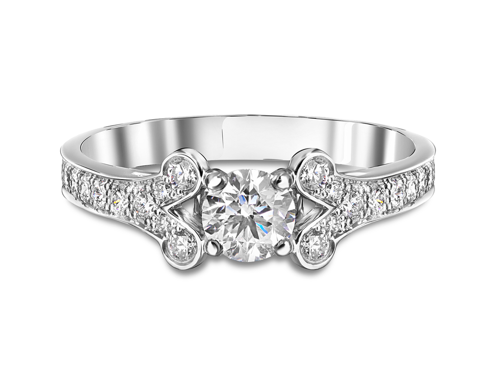 Кольцо с центральным бриллиантом 0.40 ct.