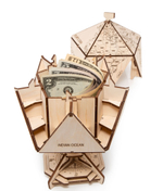 Конструктор деревянный 3D EWA Глобус Икосаэдр с секретом (шкатулка, сейф) черный