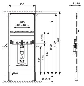 Инсталляция TECE TECEprofil 9310000 для раковины, монтажная высота 1120 мм