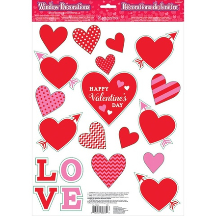 Наклейки на окно Сердца Валентин 20шт