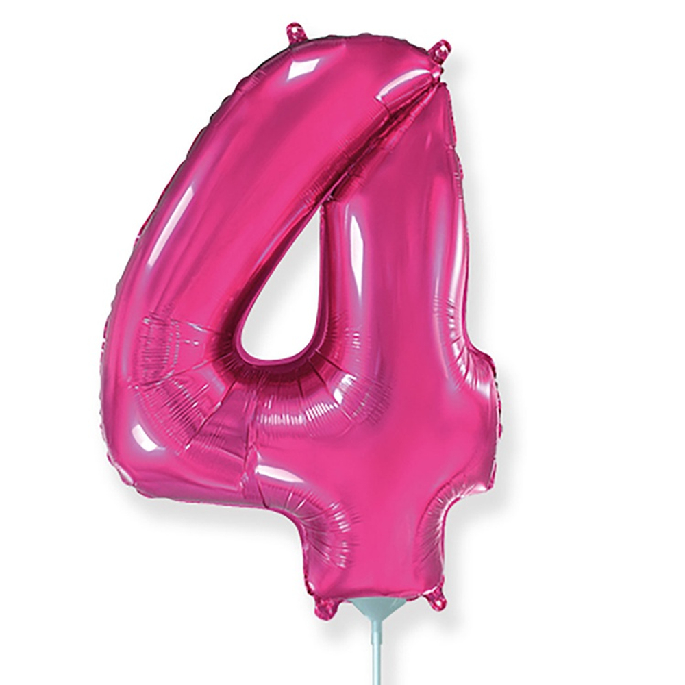 Шар фольгированный Цифра 4 40 см (Фуксия)