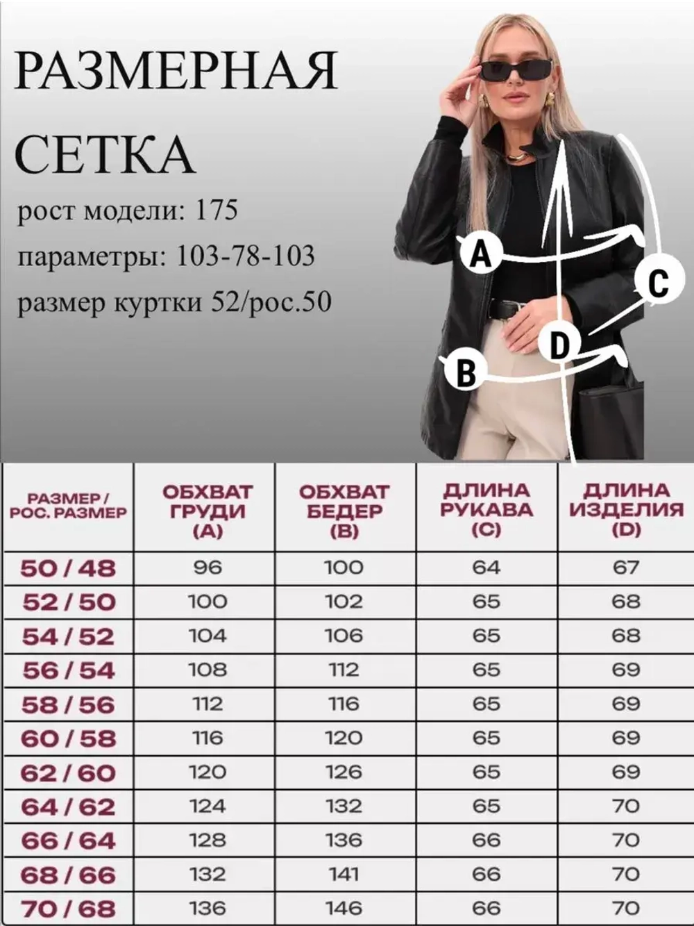 Куртка из экокожи больших размеров