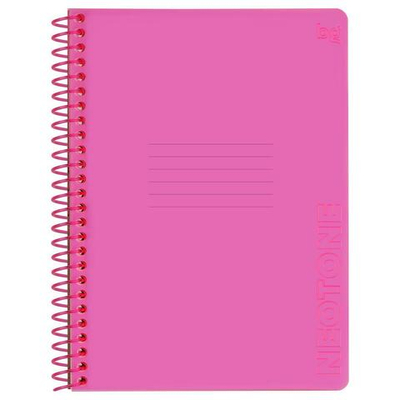 Тетрадь 96л. А5, клетка на пластиковом гребне, пластиковая обложка "Neon. Pink" (BG)