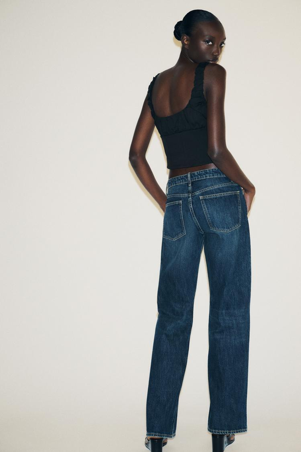 ZARA КОМБИНИРОВАННЫЙ ТОП, ЧЕРНЫЙ