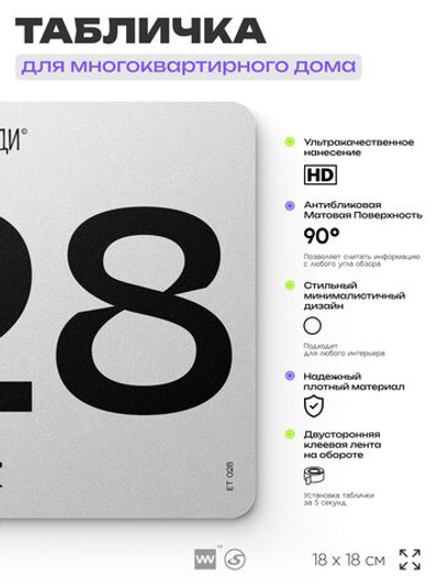 Табличка с номером этажа 28, для многоквартирного жилого дома, серия СОСЕДИ, 18х18 см, пластиковая, Айдентика Технолоджи