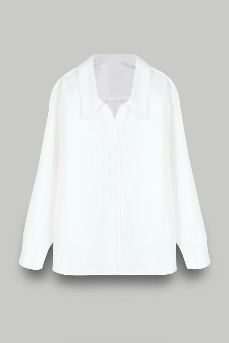 Блузка с отложным воротником из хлопка, белый