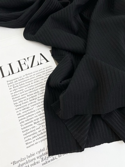 ЧЕРНЫЙ - Трикотаж ЛАПША (КРВ359) (к2 поперечные прожилки)