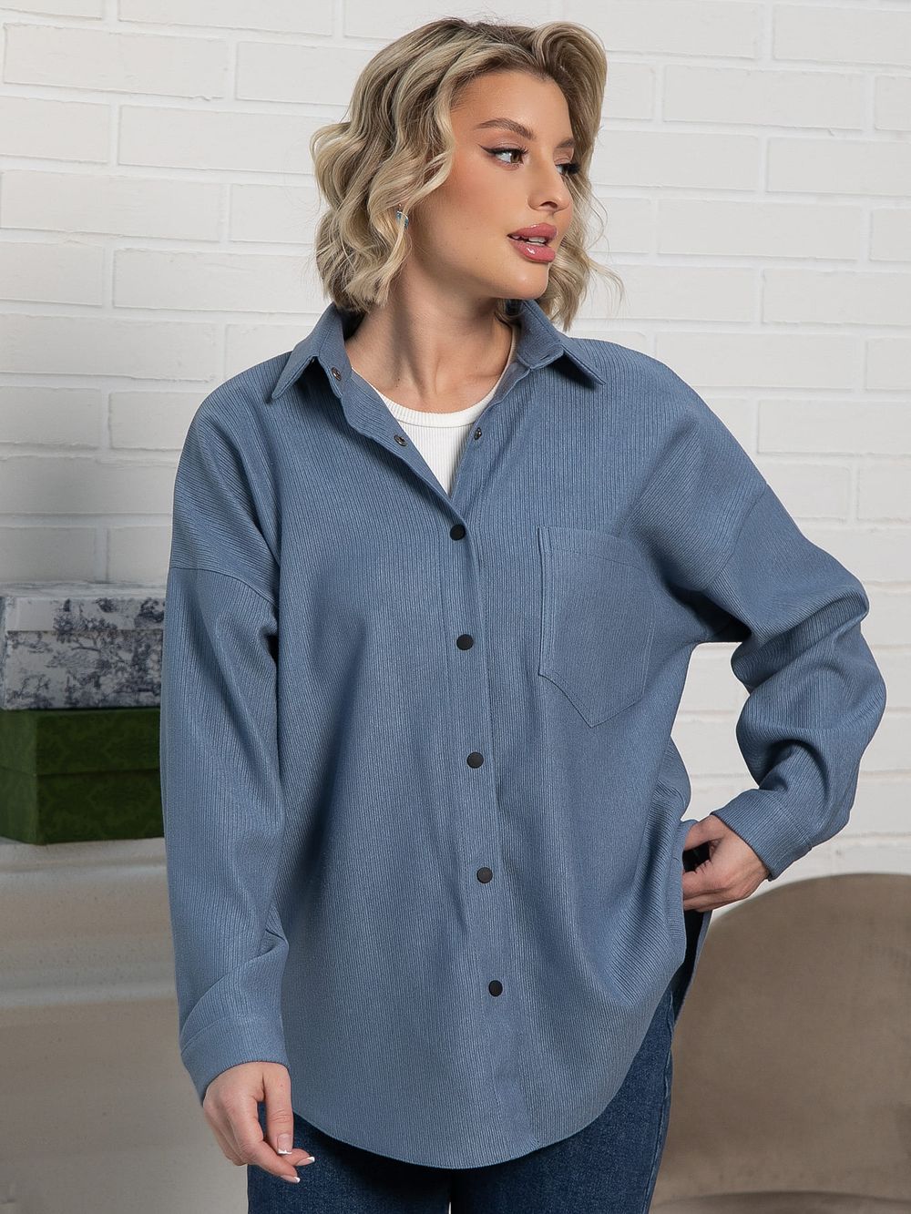 Рубашка Загадочная девушка (джинс) Б15168-4М LT Collection