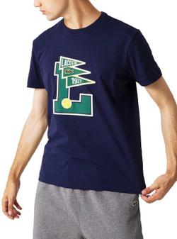 Мужская теннисная футболка Lacoste Crew Neck Pennants L Badge Cotton T-Shirt M - navy