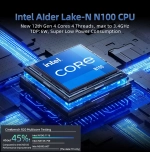 Мини-ПК TexHoo Intel N100 двухдиапазонный WiFi5 BT4.2 HDMI DP, 2хLAN, 8G DDR4 512G NVMe