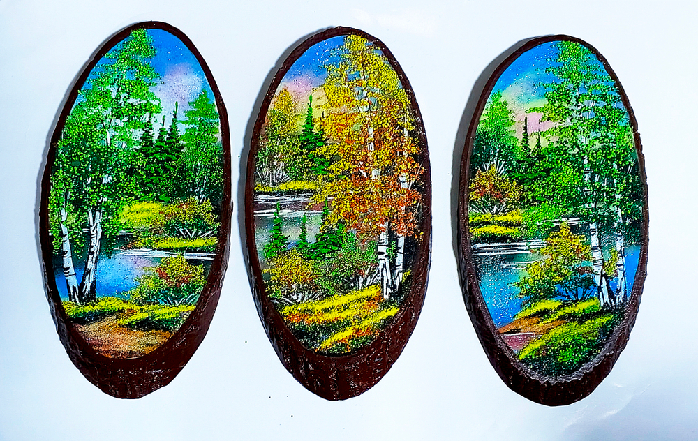 Панно на срезе дерева" времена года"