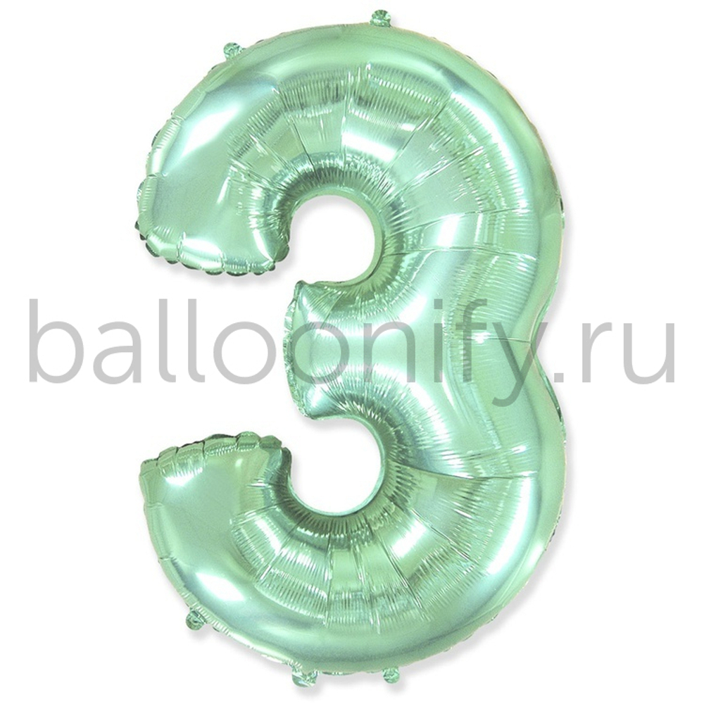 Шар ЦИФРА 3 Пастель Mint 40" 102 см