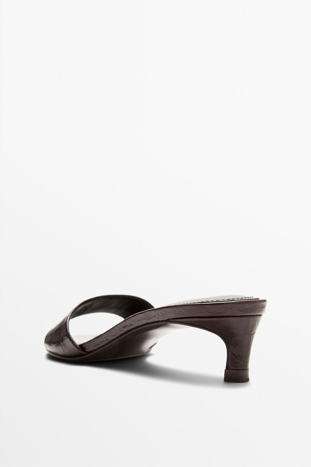 Massimo Dutti Босоножки на высоком каблуке из тисненой кожи, коричневый