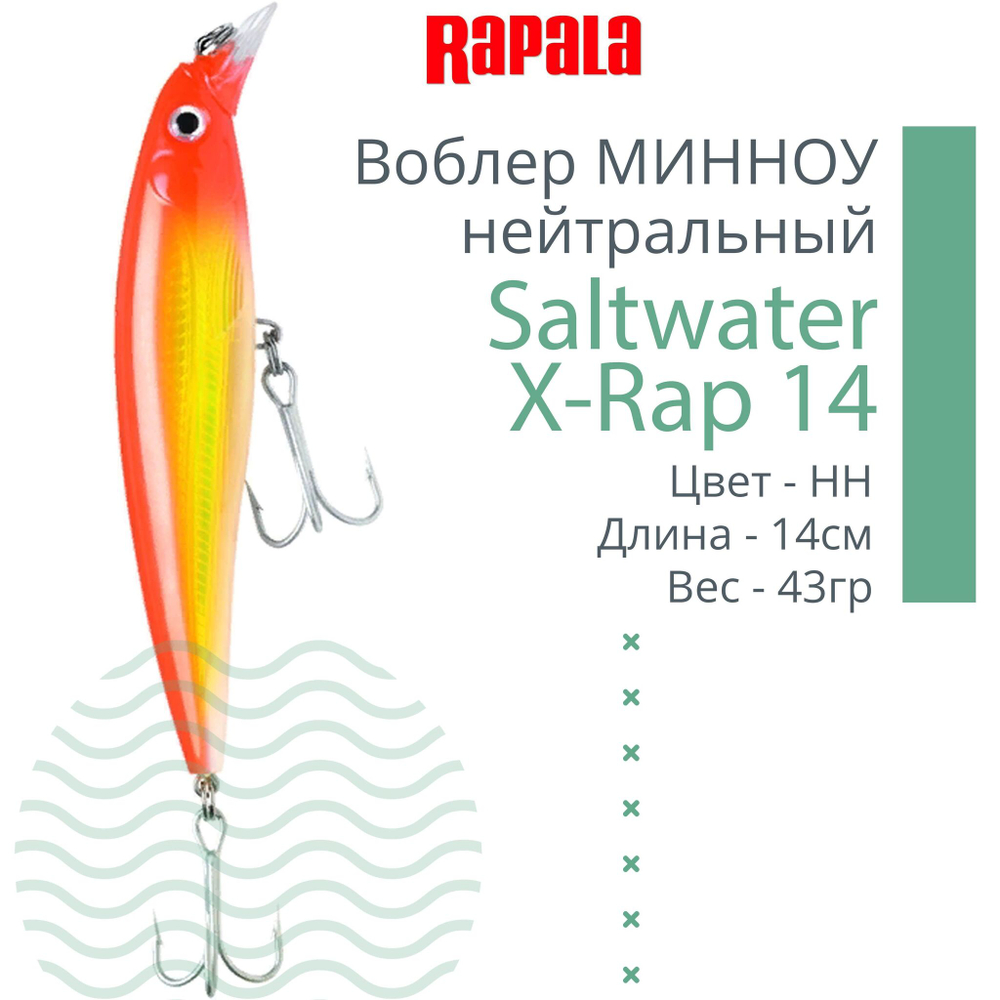 Воблер Saltwater X-Rap 14, 14см, 43гр, цвет RHU, нейтральный