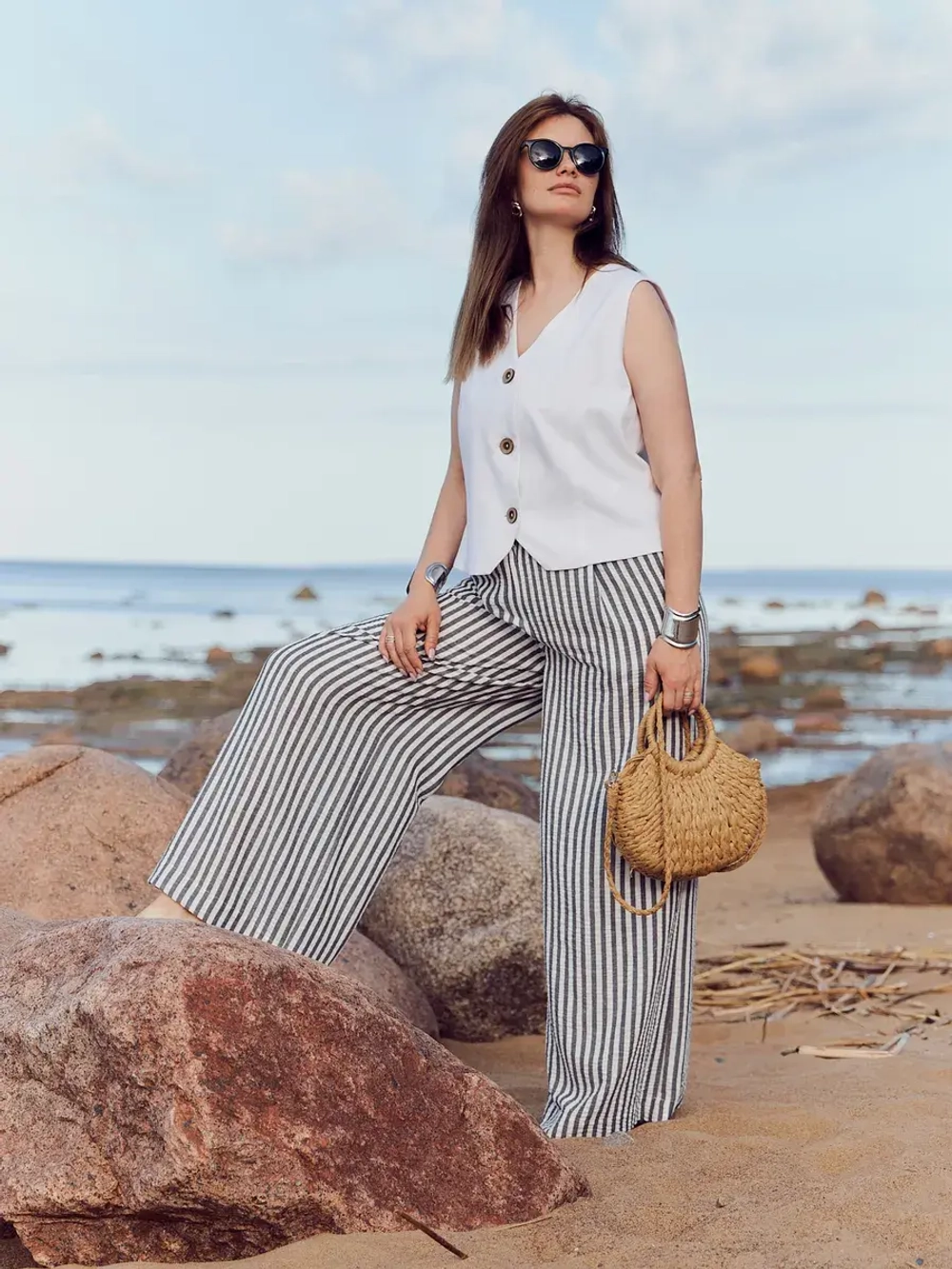 Брюки летние палаццо широкие