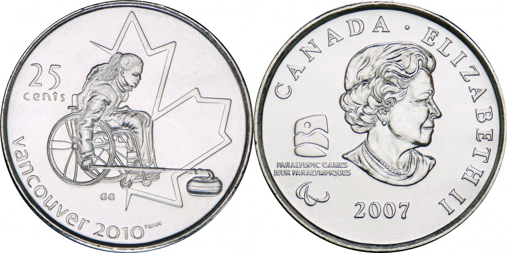 Канада 25 центов, 2007 X зимние Паралимпийские Игры, Ванкувер 2010 - Кёрлинг на колясках