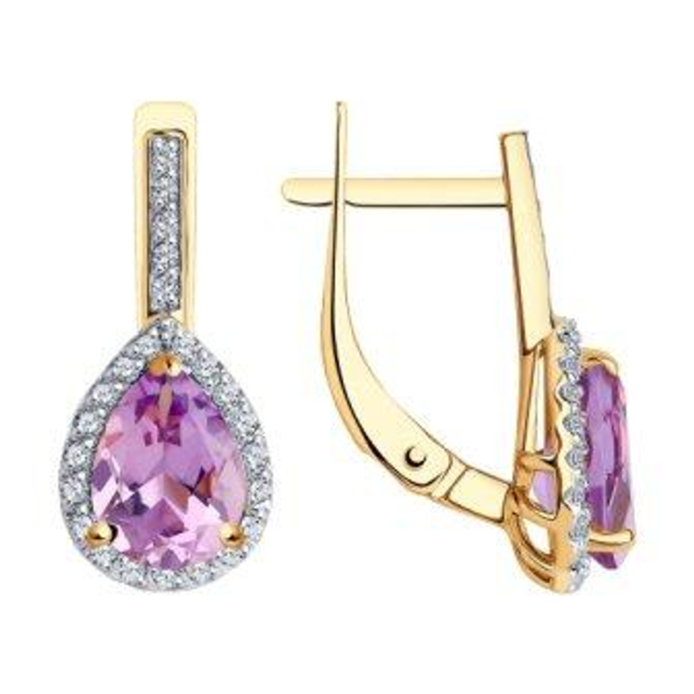 Серьги из золота с аметистами