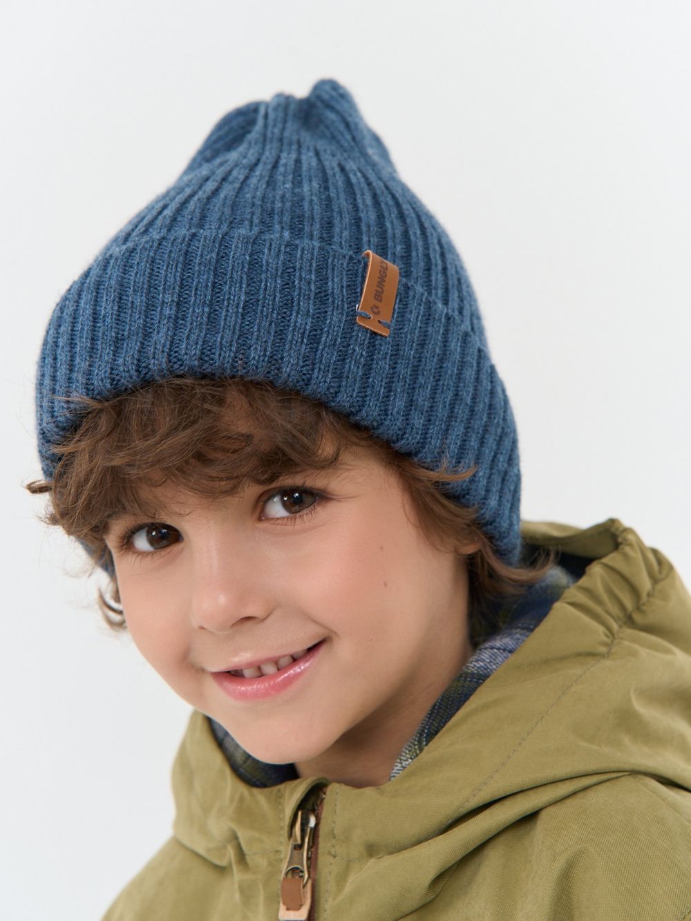 Шапка тыква из смесовой шерсти однослойная "Деним"