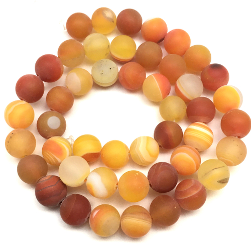 Агат оранжевый матовый 8 мм, бусины (нить)