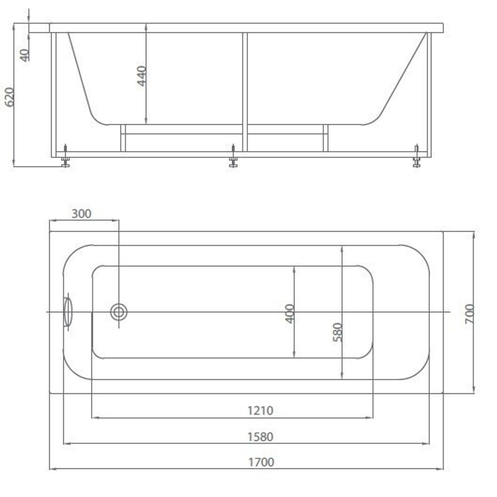 Акриловая ванна Aquatek (Акватек) Мия 160x70, с каркасом