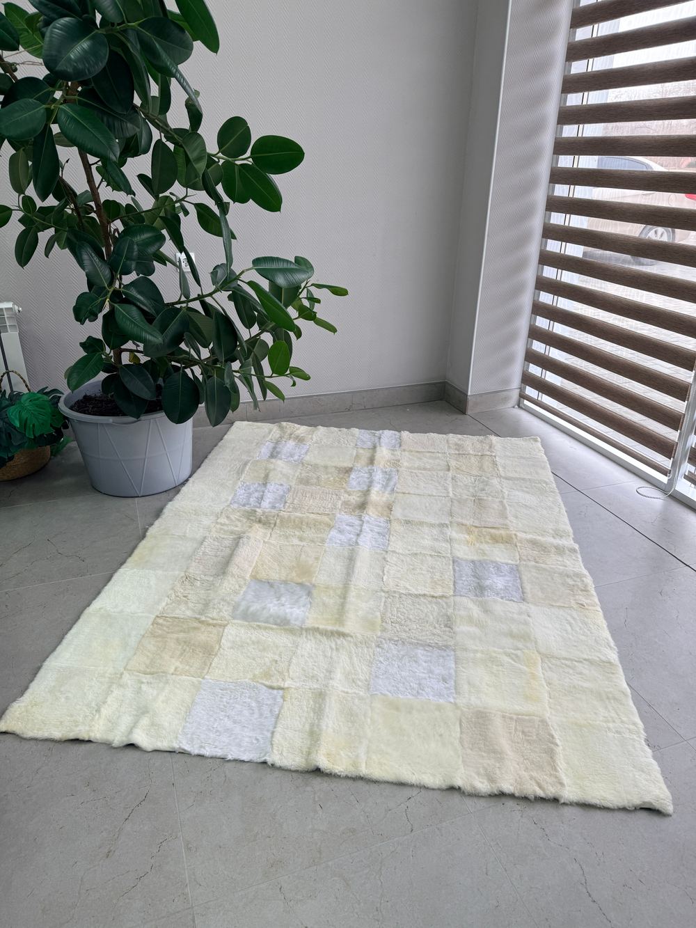 Ковер прямоугольный натуральный мех овчина, 200 х 160 см.