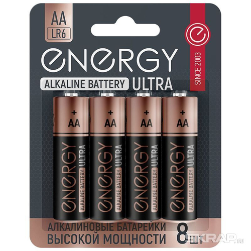 Батарейка алкалиновая Energy Ultra LR6/8B (AA) (8шт на блистере) (104980)
