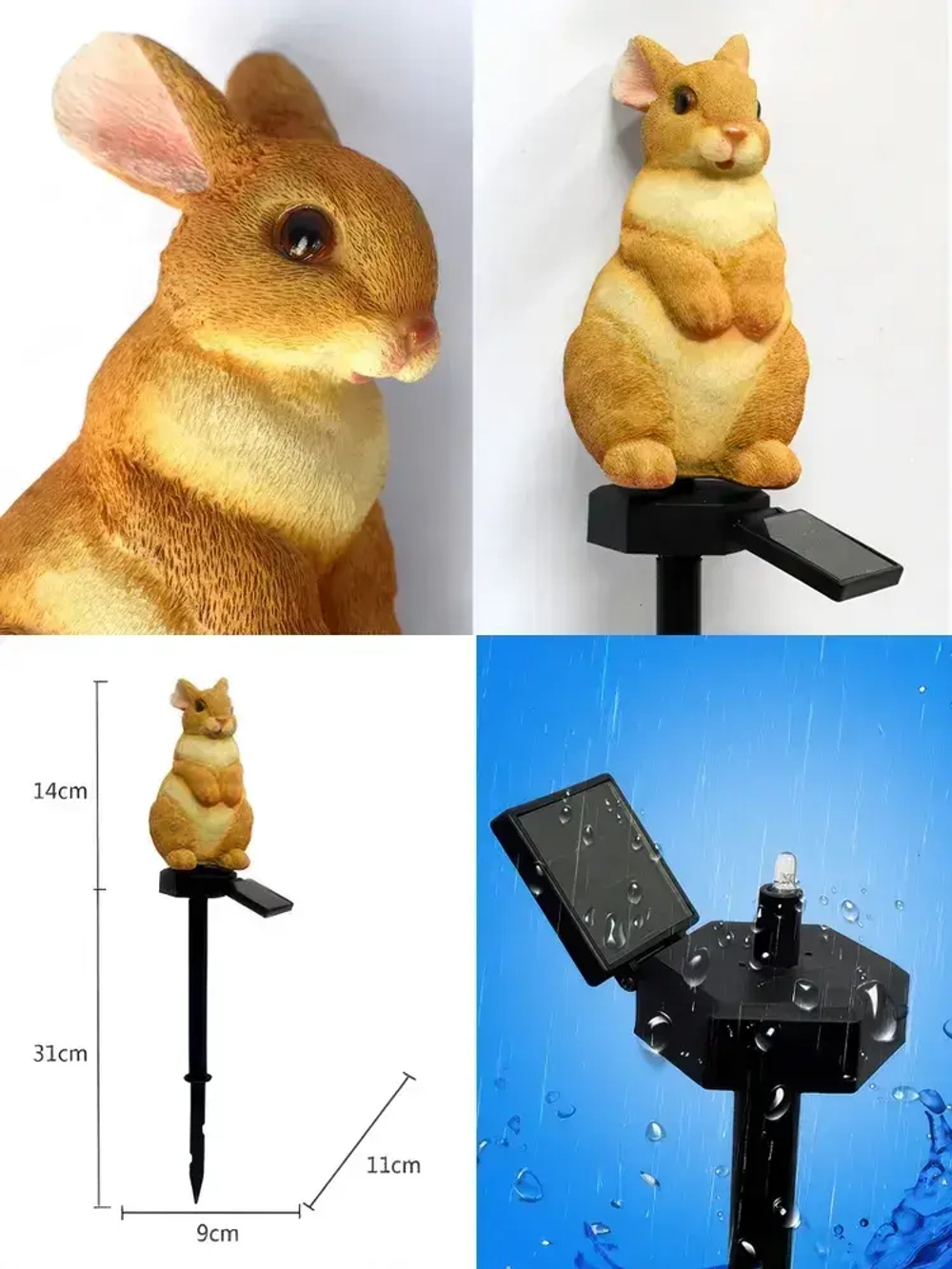 Садовый фонарь зайчик, украшение сада, для улицы, на солнечной батареи