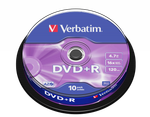 Оптический диск Verbatim DVD+R 4.7GB 16X AZO Matt Silver, Spindle, 10 шт