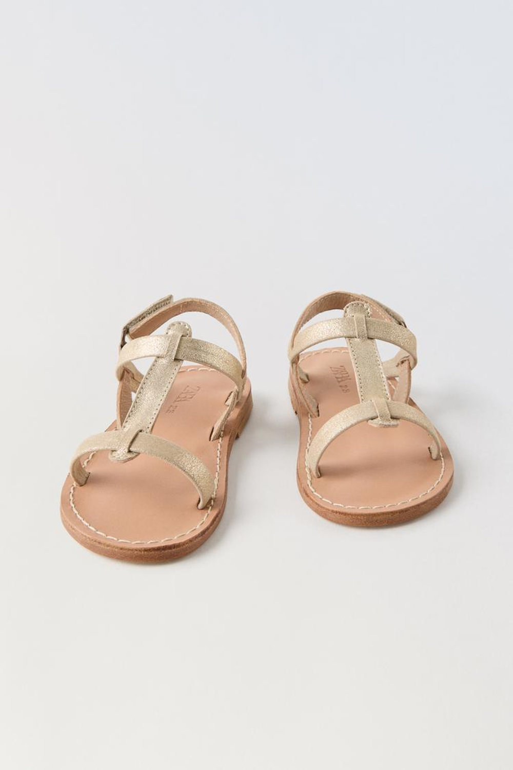 ZARA КОЖАНЫЕ БОСОНОЖКИ, ЗОЛОТИСТЫЙ