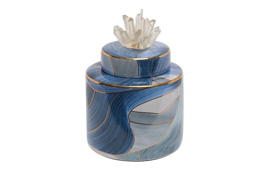 Ваза керамическая с крышкой Garda Decor голубая с золотом 55RD4536S