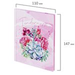 Блокнот МАЛЫЙ ФОРМАТ (110х147 мм), А6, 80 л., твёрдый, клетка, выборочный лак, STAFF, "Кактусы", 114448