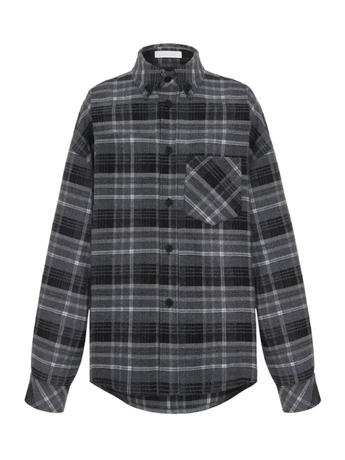 Рубашка в клетку long, серый