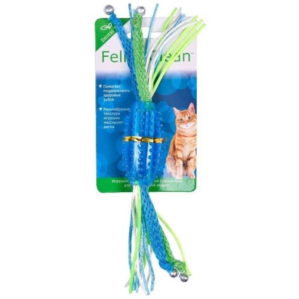 Feline Clean игрушка для кошек Dental конфетка прорезыватель с лентами резина