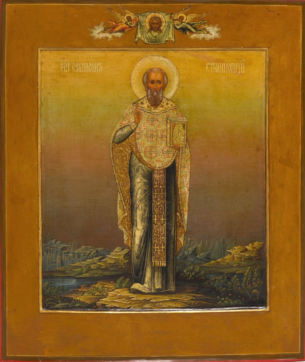 Святой Сампсон Странноприимец икона деревянная на левкасе