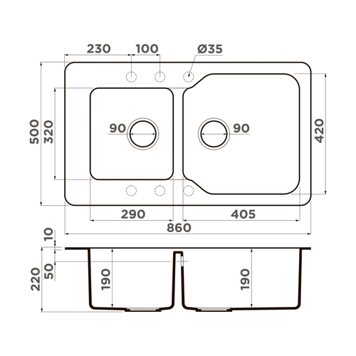 кухонная мойка Omoikiri Maru 86-2-BE Tetogranit/ваниль