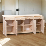 Тумба Лена 4-дверная из массива сосны, с ящиками (нижняя часть буфета Лена), в натуральной отделке