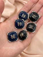 Пуговицы  Шан. неровный квадрат синяя эмаль
