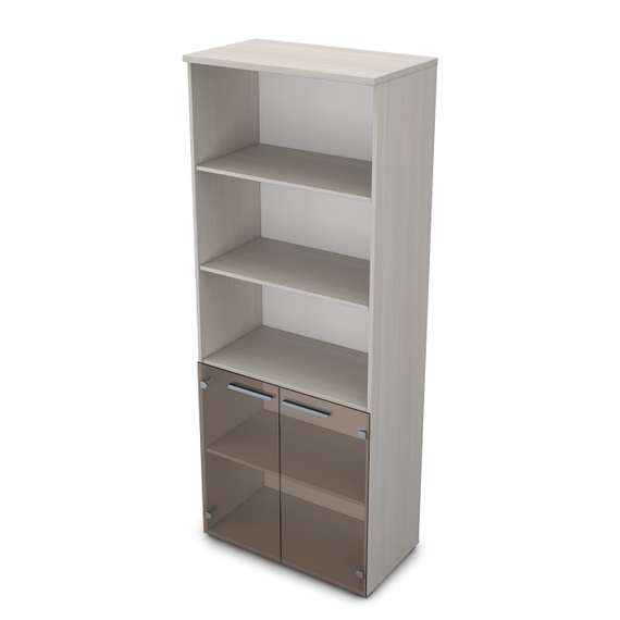 9ШД.005.14 Шкаф высокий со стеклом и открытыми полками (800*450*2045)