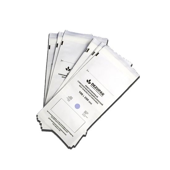 Крафт пакет DEZUPAK для стерилизации размер: 100*200 мм ,белые, упаковка 100 шт