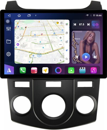 Магнитола для KIA Cerato 2 2008-2013 (кондиционер, рамка черная) - FarCar BX877 монитор 13" 2K QLED на Android 13, TS10, 6+128, CarPlay, 4G SIM-слот