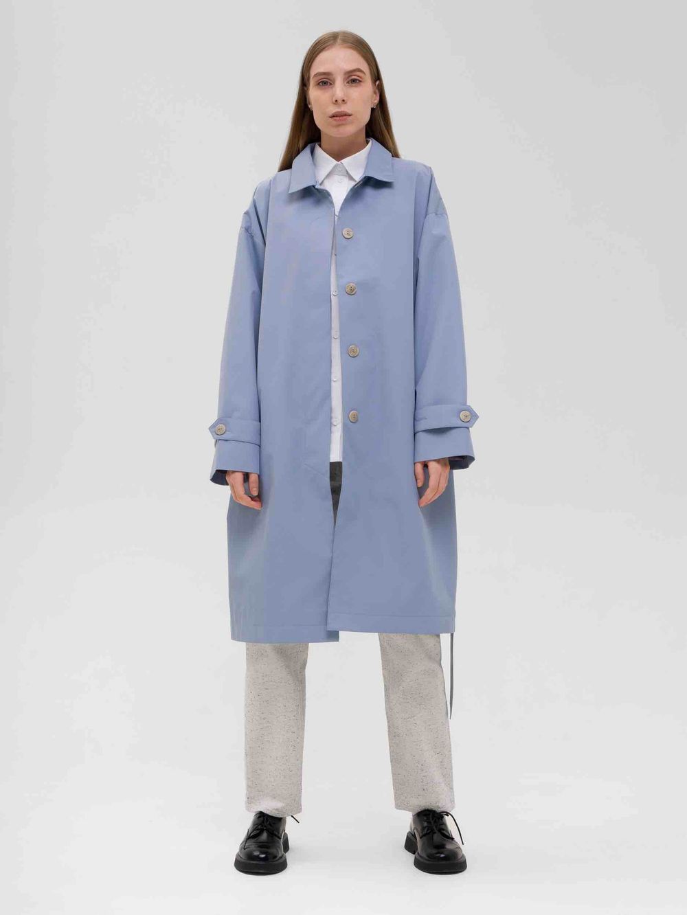 Плащ FOS Средней длины Женский Голубой