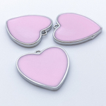 Подвеска Сердце, цвет серебро+розовый, размер 21*20 мм, цена за 1 шт