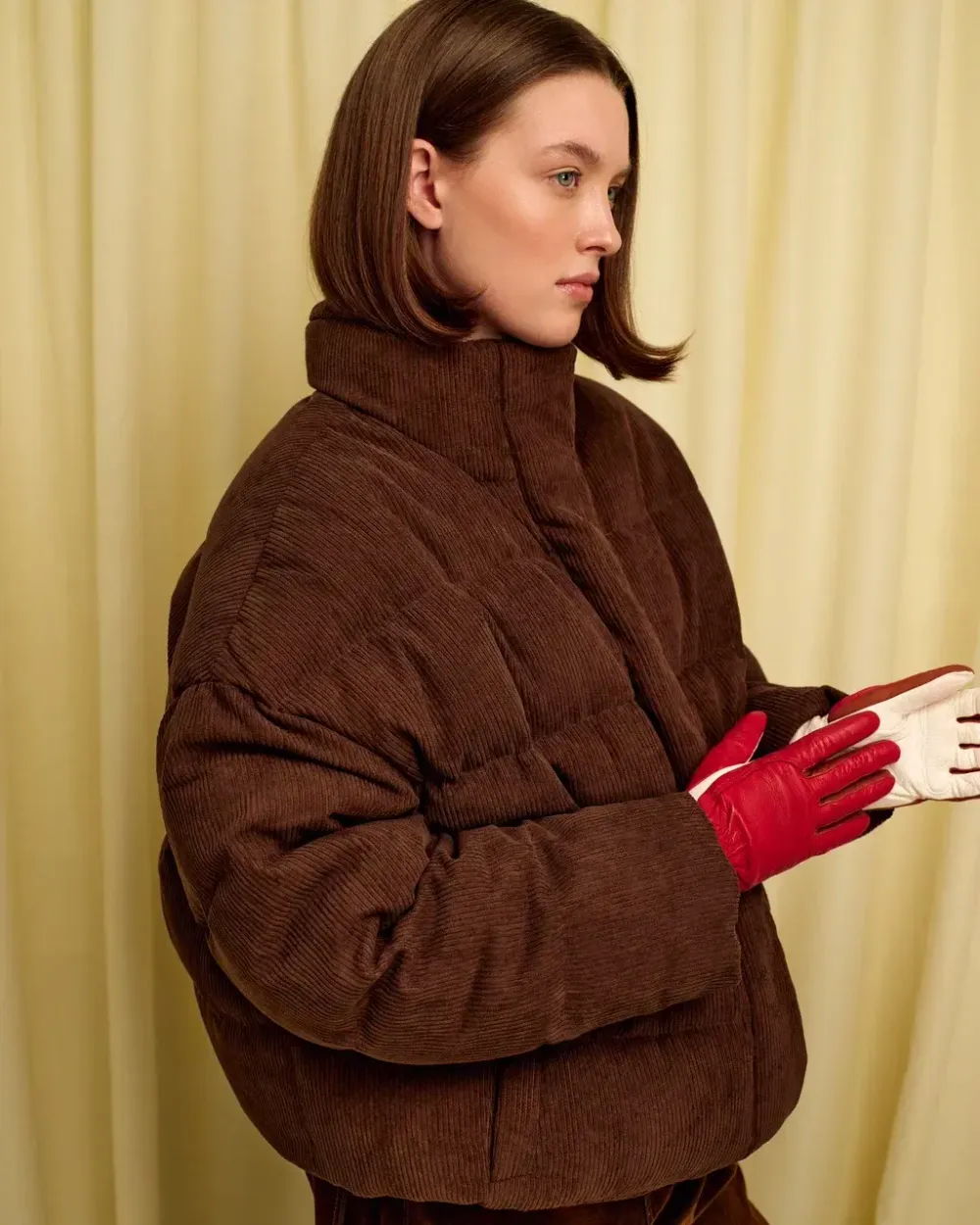 Пуховик вельветовый (((Прямиком из детства))), шоколадный