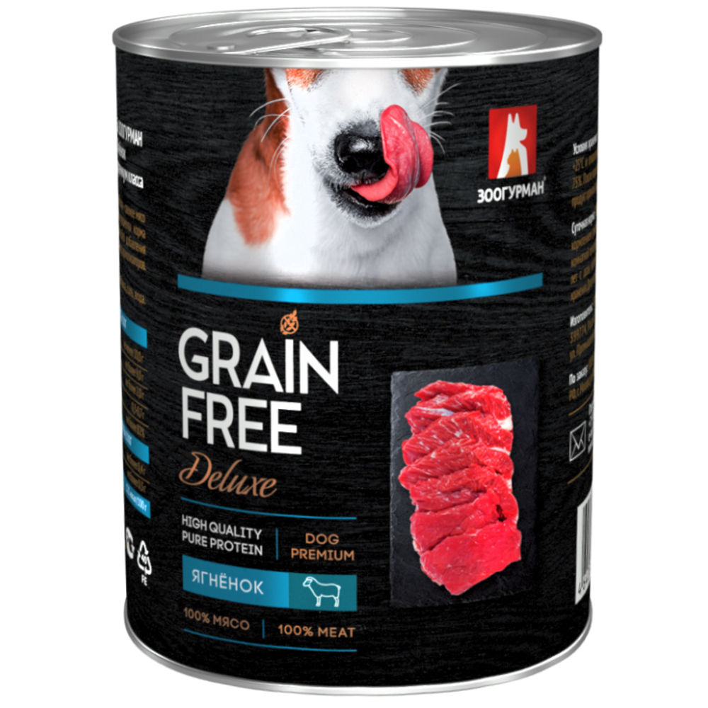 Зоогурман Grain Free Консервы беззерновые для собак с ягненком, 350 г