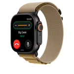 Браслет Apple Alpine Loop, коричневый с чёрной пряжкой, для Apple Watch 44, 45, 46 мм и Ultra 2–3 (дизайн 2024) Браслет «Гора» из переработанного полиэстера с G-образной застёжкой из титана