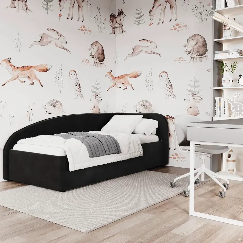 Кровать Элис 90х200 Черный Правый Угол