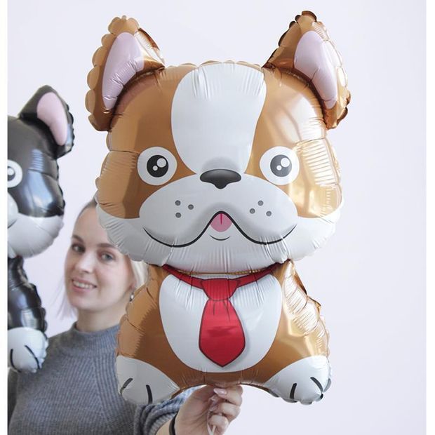 Шар-фигура, фольга, Бульдог коричневый (FM), 28"/32 см х 18"/46 см (СГ-27)